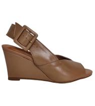 Sandalia anabela detalhe recorte u bottero couro