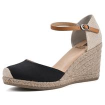 Sandália Anabela Espadrille WHITE MOUNTAIN Mamba em Tecido Preto Sandália Anabela Espadrille WHITE MOUNTAIN Mamba em Tecido Preto