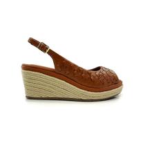 Sandália Anabela Feminina Bottero Couro Espadrile Artesanal Confortável 372823