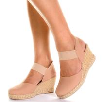 Sandália Anabela Feminina com Salto Médio e Elástico com ajuste Moda Macerata Ref:971