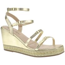 Sandália Anabela Feminina Corda Salto Médio Tiras Fivelas Sandália Anabela Feminina Corda Salto Médio Tiras Fivelas