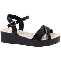Sandália Anabela Feminina Papete Ortopédica Plataforma Strass Confortável Versátil Estilosa Via Angel 8502.