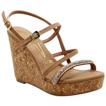 Sandália Anabela Feminina Plataforma Cortiça Strass Vizzano Sandália Anabela Feminina Plataforma Cortiça Strass Vizzano