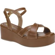 Sandália Anabela Feminina Plataforma Média Confortável