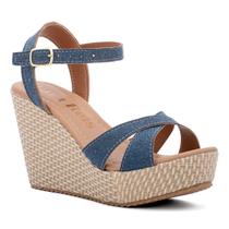 Sandália Anabela Feminina Salto Plataforma 10 cm Tira Cruzada Premium Confortável Cód.225 Sandália Anabela Feminina Salto Plataforma 10 cm Tira Cruzada Premium Confortável Cód.225