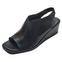Sandália Anabela Florença Couro Preto Sandália Anabela Florença Couro Preto