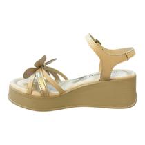 Sandalia Anabela Infantil Menina Pink Cats Casual Conforto Borboleta Brilho Antiderrapante V5734 Marfim