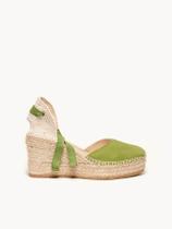 Sandália Anabela Média Plataforma Romero Camurça Verde