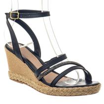 Sandalia Anabela Plataforma Amarração Amarrar na Perna