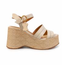 Sandália Anabela Plataforma Couro Off White Salto Alto Conforto Cor:Off WhiteTamanho:35 Sandália Anabela Plataforma Couro Off White Salto Alto Conforto Cor:Off WhiteTamanho:35