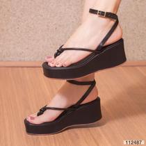 Sandália Anabela Plataforma Papete Peep Toe Confort NO Tendencia ref 2158