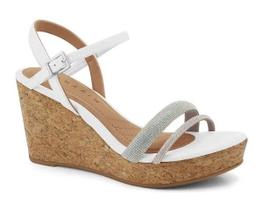 Sandalia anabela ramarim branca strass