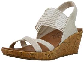 Sandália Anabela Skechers Beverlee High Tea Feminina Natural 10 M EUA