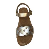 Sandália Andacco Dourada Prata Feminina em Couro Trançada Sandália Andacco Dourada Prata Feminina em Couro Trançada