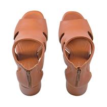 Sandália Ankle Boot com Zíper e Salto Bloco Comfort Terracota