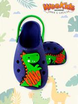 Sandália Babuche Azul Escuro Dinossauro com Correia Verde para Crianças Sandália Babuche Azul Escuro Dinossauro com Correia Verde para Crianças