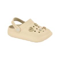 Sandália Babuche Clog Infantil Menina Molekinha Pins Creme Sandália Babuche Clog Infantil Menina Molekinha Pins Creme