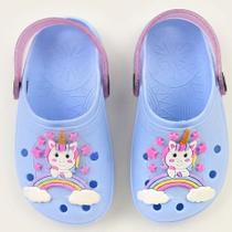 Sandália Babuche Infantil Menina Antiderrapante Unicornio Arco iris