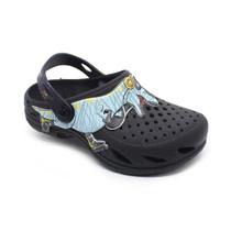 Sandália Babuche Infantil Plugt Menino Dinossauro Patins Preto