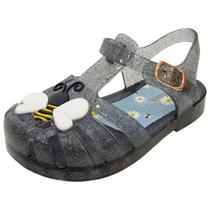 Sandália Baby Aranha Margarida Glitter Translúcida - Preta