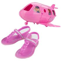 Sandalia Barbie Rasteira Meninas com Brinquedo Avião 22936