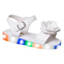 Sandália Beakid Infantil Menina Led Luzinhas Coloridas Flor