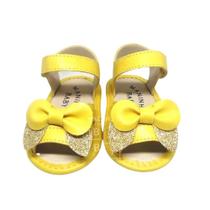 Sandalia Bebe Infantil Menina Laço Amarelo Manozinhos Baby Ref.S064