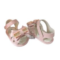 Sandalia Bebe Infantil Menina Luxo Laço Strass Manozinhos Baby Ref.LP01