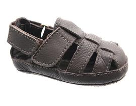Sandália Bebê Terra Pé Cor Café em Couro Tam.15 De 2 a 4 Meses