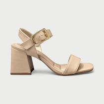 Sandália Bebecê Salto Bloco Médio Nude