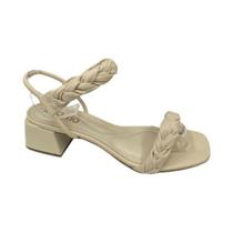 Sandália Beira Rio Adulto Feminino Salto Bloco / 8423.220 - Creme