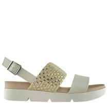 Sandália Beira Rio Feminina Baixa com Tira Trançada Dourada 8387542 Sandália Beira Rio Feminina Baixa com Tira Trançada Dourada 8387542