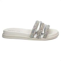 Sandalia Beira Rio Feminina Conforto Papete Strass Pedraria