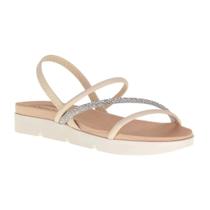 Sandália Beira Rio Feminina Tira Strass Creme Prata 8387530 Sandália Beira Rio Feminina Tira Strass Creme Prata 8387530