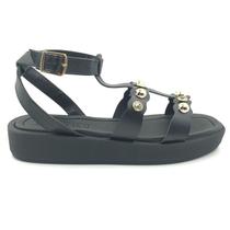 Sandália Beira Rio Flat Form com Detalhe Preta 8487210 Sandália Beira Rio Flat Form com Detalhe Preta 8487210