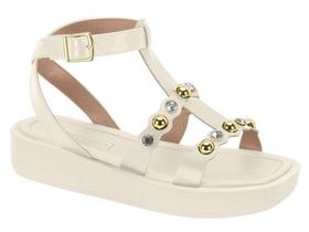 Sandália Beira Rio Flatform Tachas Brilhantes 8487 210 Sandália Beira Rio Flatform Tachas Brilhantes 8487 210