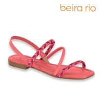 Sandalia Beira Rio Original Feminino Sandalia Tiras Coloridas Original Casual Conforto Rasteira Calce Facil Antiderrapante