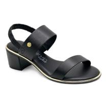 Sandália Beira Rio Salto Bloco Napa Feminina Preta