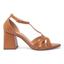 Sandália Belluno Salto Bloco Alto Bico Folha