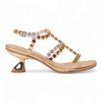 Sandália Belluno Salto Médio Tiras Vinil Trevo