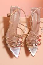 Sandália Bico Folha Metalizada - Ouro