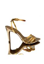 Sandália Bico Folha Ouro 3 presilhas cravejadas em strass Sandália Bico Folha Ouro 3 presilhas cravejadas em strass