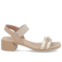 Sandália Bico Quadrado Couro Dourada Elástico - AN27004 - Ouro Light