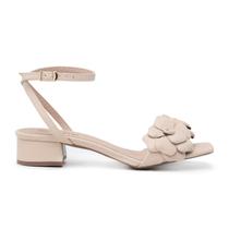 Sandália Bico Quadrado LeRUCHEL Flor Salto Baixo Sisal