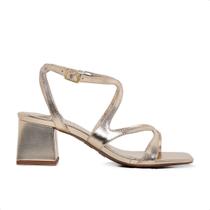 Sandália Bico Quadrado LeRUCHEL Ondas Salto Grosso Ouro