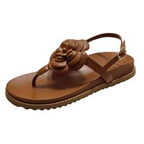 Sandália Bk Flor Couro Chestnut Sandália Bk Flor Couro Chestnut