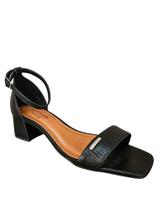 Sandália Bottero Feminino Preto Couro salto bloco conforto