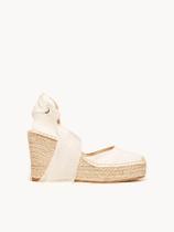 Sandália Cala Anabela 10 cm Cetim Branco Sandália Cala Anabela 10 cm Cetim Branco