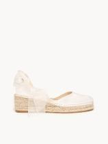 Sandália Cala Anabela 5 cm Cetim Branco Sandália Cala Anabela 5 cm Cetim Branco