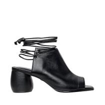 Sandalia Carrano Boot Lace Up Salto Bloco Round Couro Preto